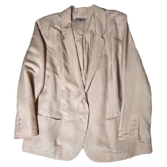 Jessica London Women’s 24W Blazer Jacket Beige Linen Blend Plus Size Career Work - Picture 2 of 12